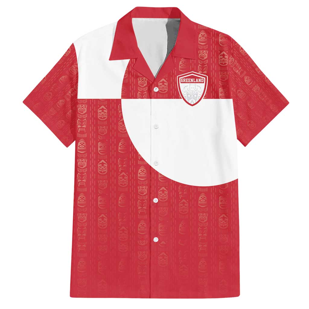 Custom Greenland Football Hawaiian Shirt Polar-Bamserne Tupilaq Pattern