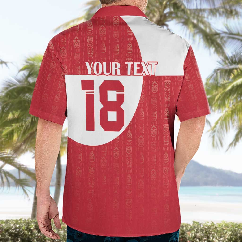 Custom Greenland Football Hawaiian Shirt Polar-Bamserne Tupilaq Pattern