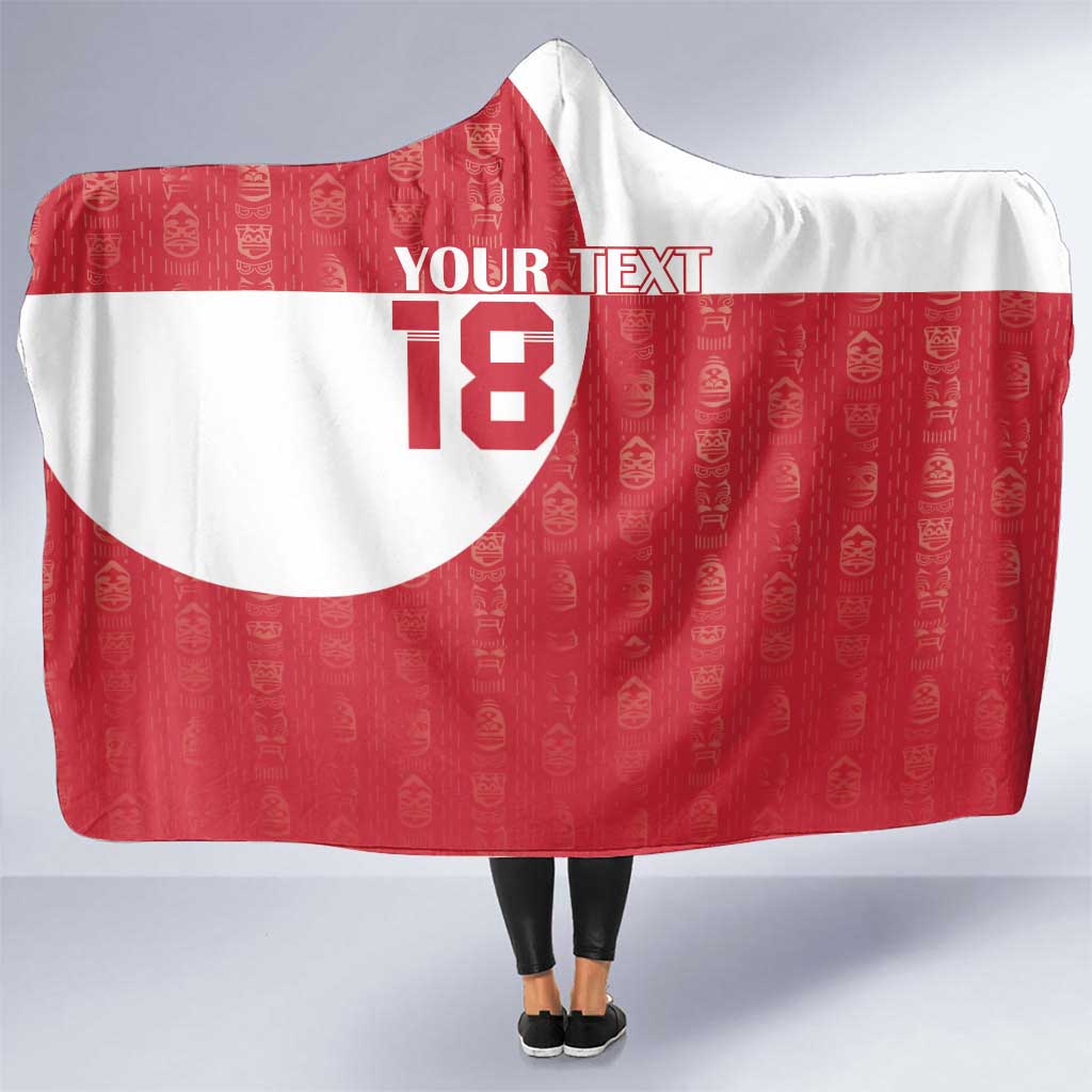 Custom Greenland Football Hooded Blanket Polar-Bamserne Tupilaq Pattern