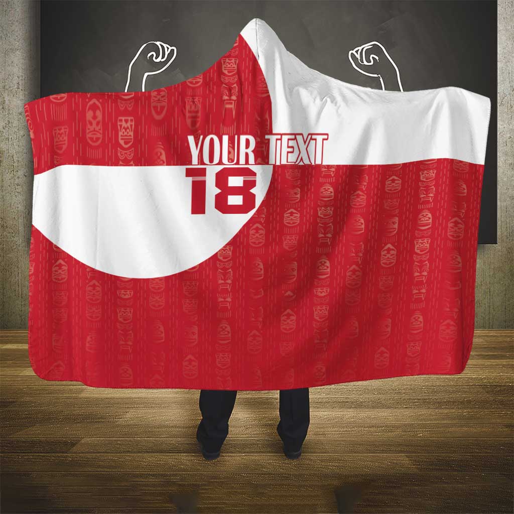 Custom Greenland Football Hooded Blanket Polar-Bamserne Tupilaq Pattern