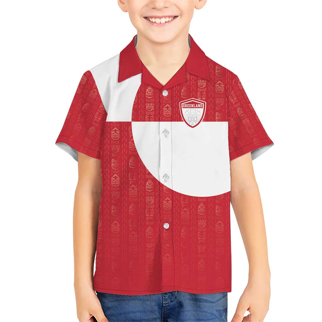 Custom Greenland Football Kid Hawaiian Shirt Polar-Bamserne Tupilaq Pattern