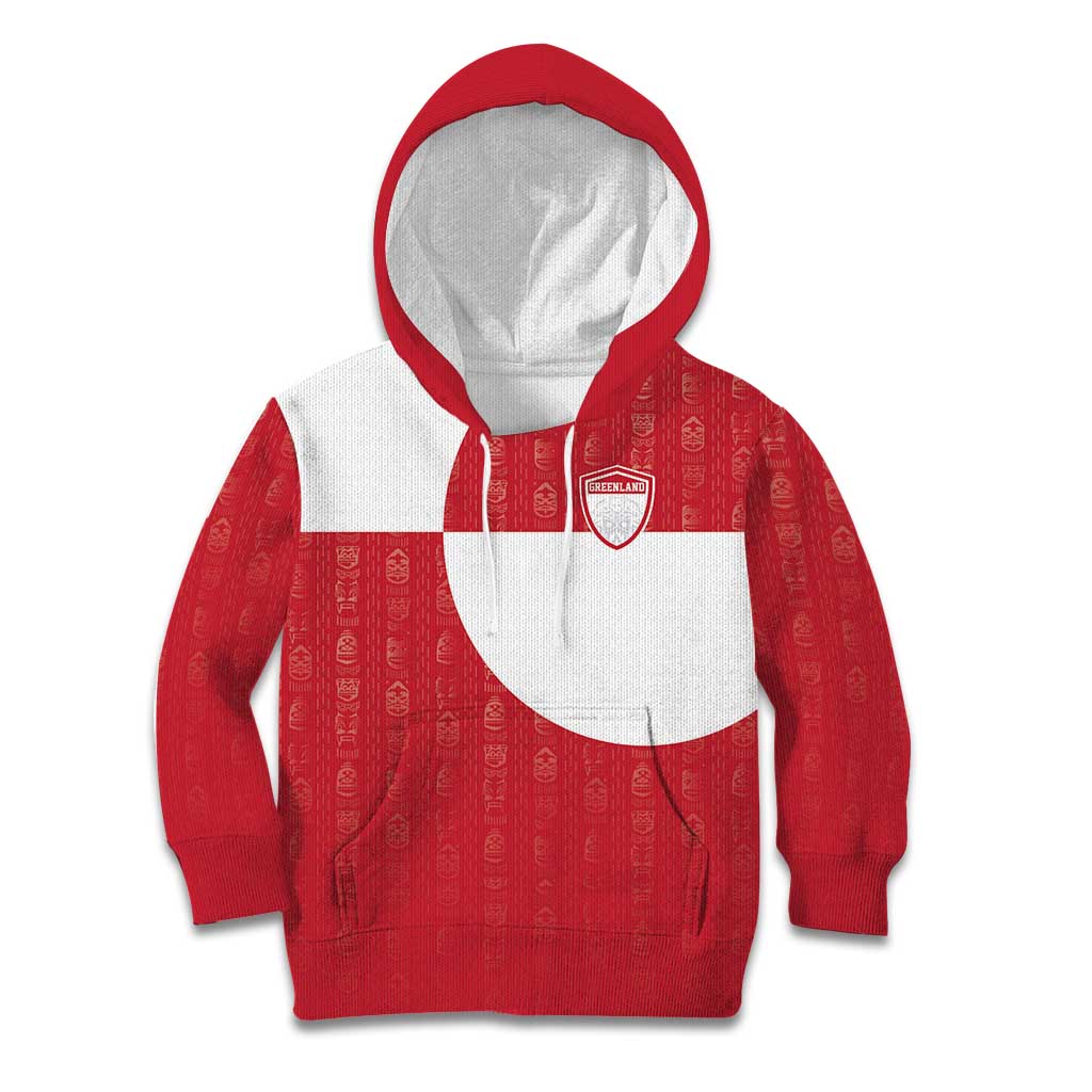 Custom Greenland Football Kid Hoodie Polar-Bamserne Tupilaq Pattern