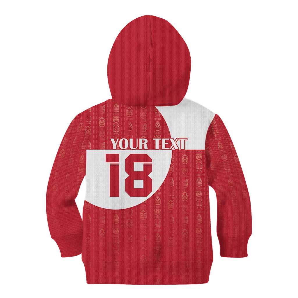 Custom Greenland Football Kid Hoodie Polar-Bamserne Tupilaq Pattern