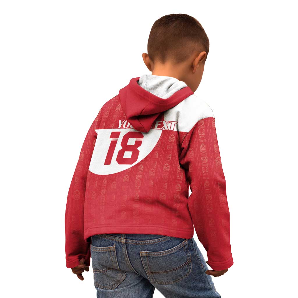 Custom Greenland Football Kid Hoodie Polar-Bamserne Tupilaq Pattern