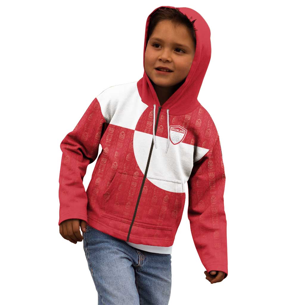 Custom Greenland Football Kid Hoodie Polar-Bamserne Tupilaq Pattern