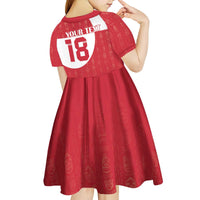 Custom Greenland Football Kid Short Sleeve Dress Polar-Bamserne Tupilaq Pattern