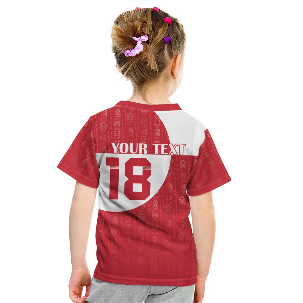 Custom Greenland Football Kid T Shirt Polar-Bamserne Tupilaq Pattern