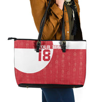 Custom Greenland Football Leather Tote Bag Polar-Bamserne Tupilaq Pattern