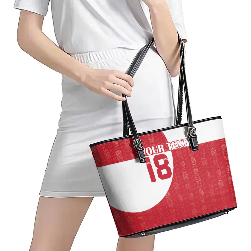 Custom Greenland Football Leather Tote Bag Polar-Bamserne Tupilaq Pattern