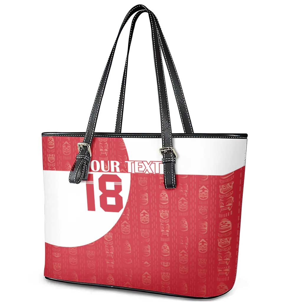 Custom Greenland Football Leather Tote Bag Polar-Bamserne Tupilaq Pattern