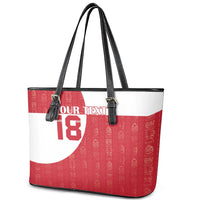 Custom Greenland Football Leather Tote Bag Polar-Bamserne Tupilaq Pattern