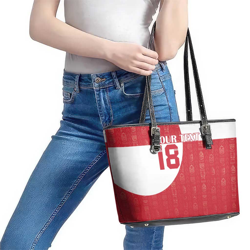 Custom Greenland Football Leather Tote Bag Polar-Bamserne Tupilaq Pattern