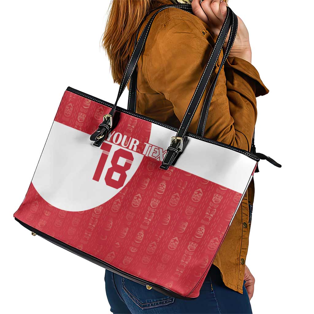 Custom Greenland Football Leather Tote Bag Polar-Bamserne Tupilaq Pattern