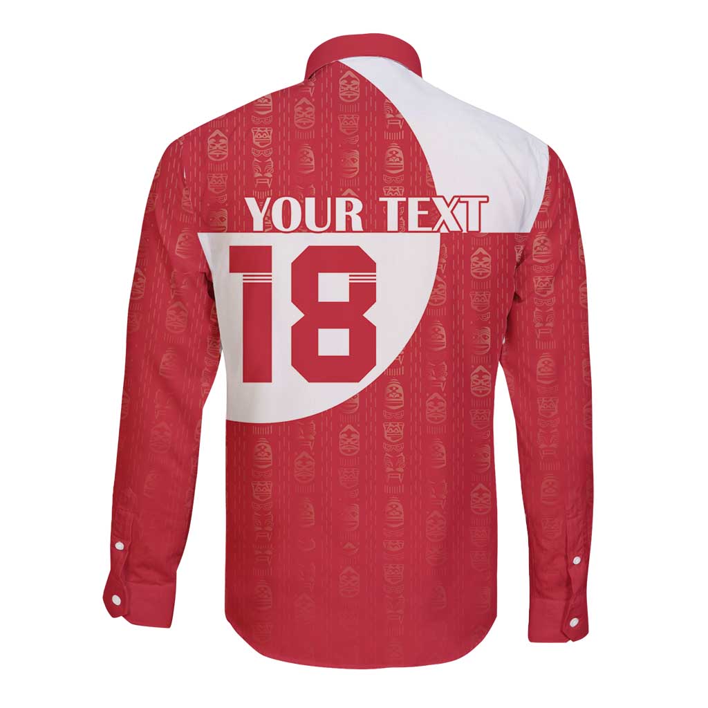 Custom Greenland Football Long Sleeve Button Shirt Polar-Bamserne Tupilaq Pattern