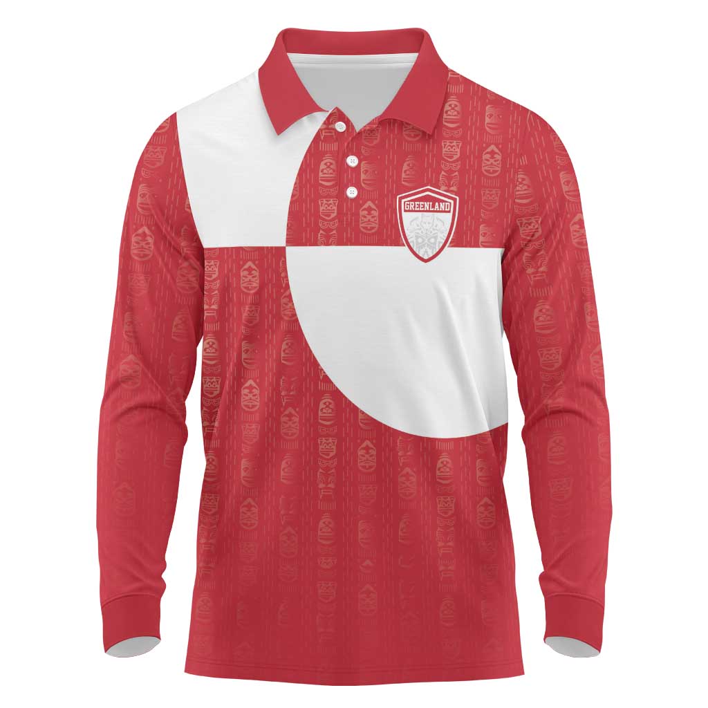 Custom Greenland Football Long Sleeve Polo Shirt Polar-Bamserne Tupilaq Pattern
