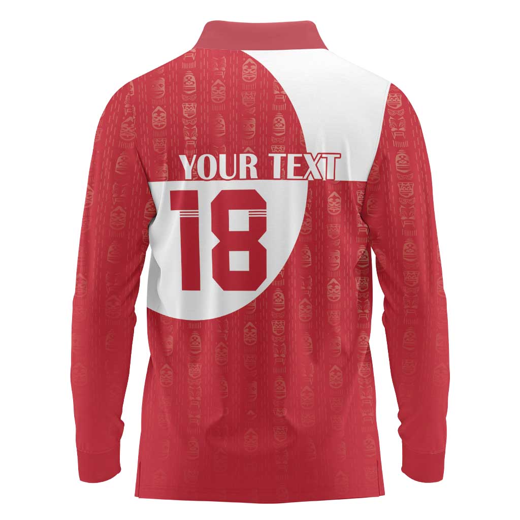 Custom Greenland Football Long Sleeve Polo Shirt Polar-Bamserne Tupilaq Pattern