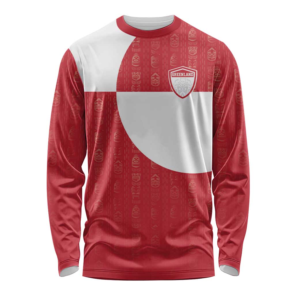 Custom Greenland Football Long Sleeve Shirt Polar-Bamserne Tupilaq Pattern