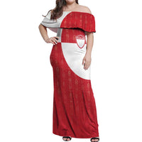Custom Greenland Football Off Shoulder Maxi Dress Polar-Bamserne Tupilaq Pattern