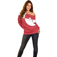 Custom Greenland Football Off Shoulder Sweater Polar-Bamserne Tupilaq Pattern