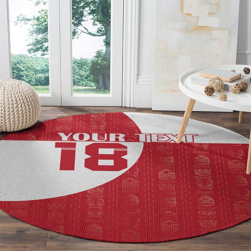 Custom Greenland Football Round Carpet Polar-Bamserne Tupilaq Pattern