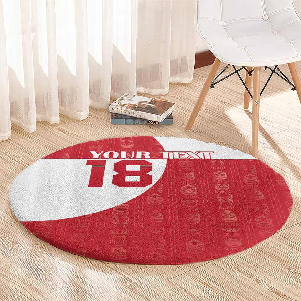 Custom Greenland Football Round Carpet Polar-Bamserne Tupilaq Pattern