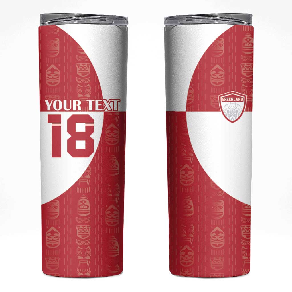 Custom Greenland Football Skinny Tumbler Polar-Bamserne Tupilaq Pattern
