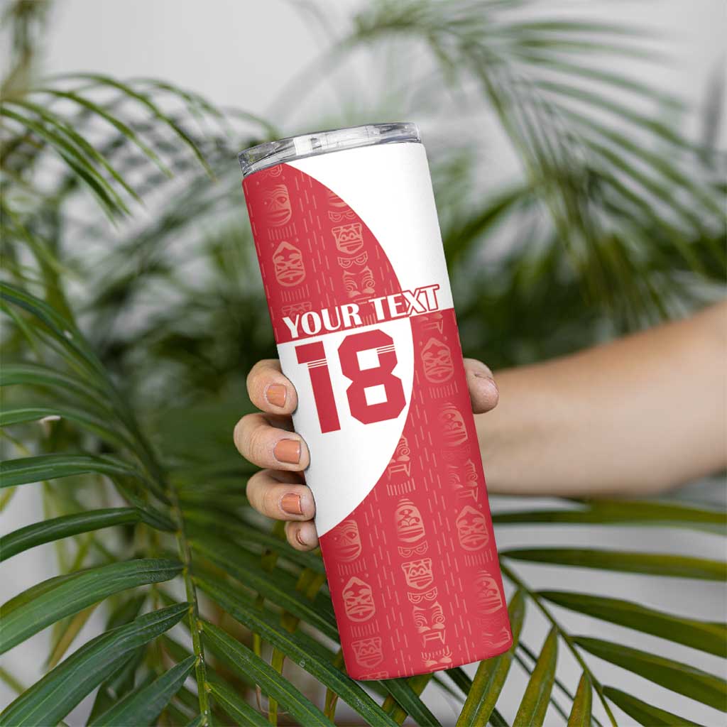 Custom Greenland Football Skinny Tumbler Polar-Bamserne Tupilaq Pattern