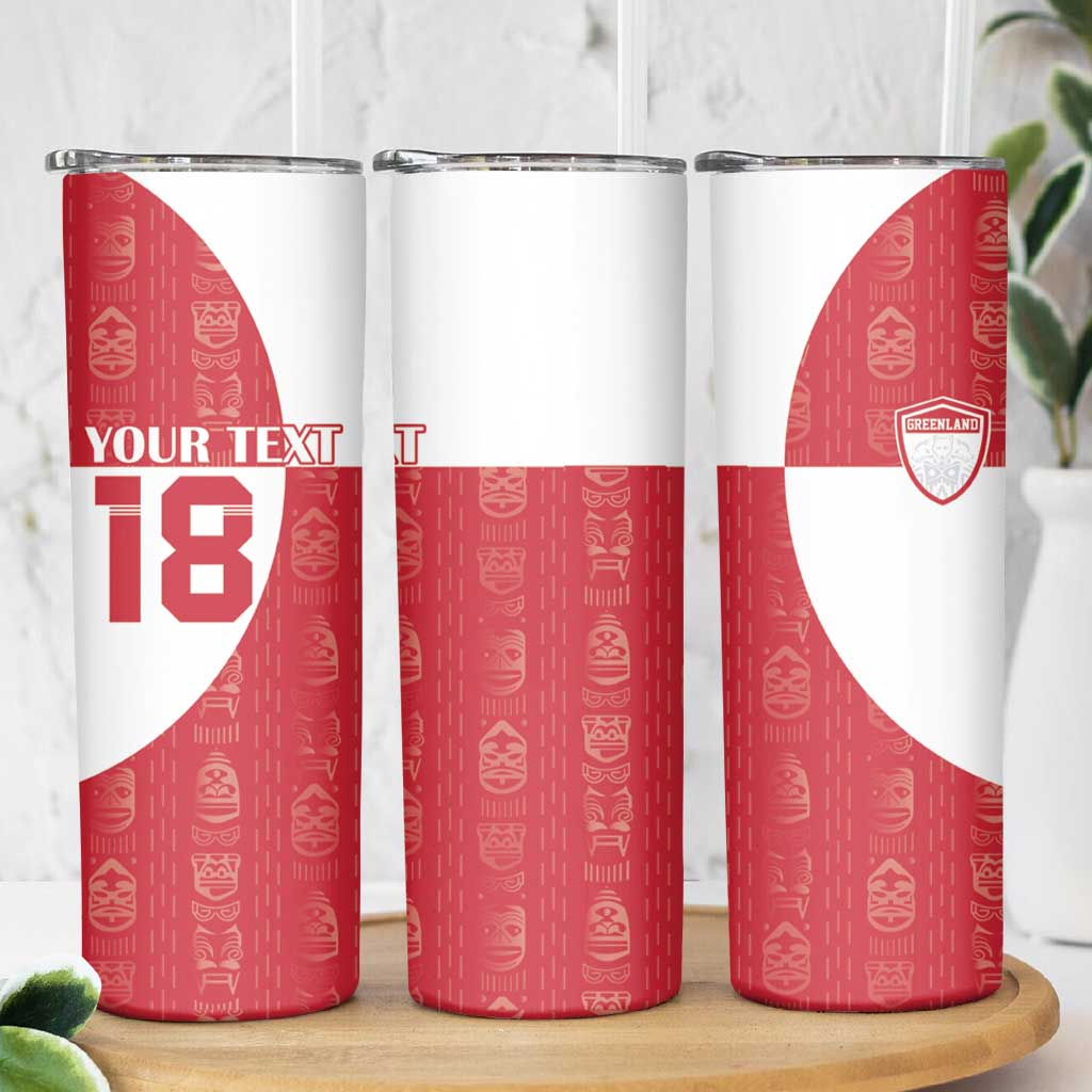 Custom Greenland Football Skinny Tumbler Polar-Bamserne Tupilaq Pattern
