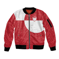 Custom Greenland Football Sleeve Zip Bomber Jacket Polar-Bamserne Tupilaq Pattern