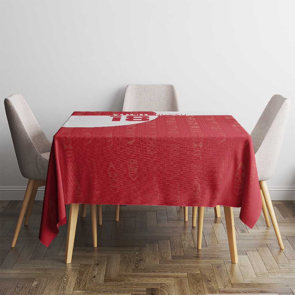 Custom Greenland Football Tablecloth Polar-Bamserne Tupilaq Pattern