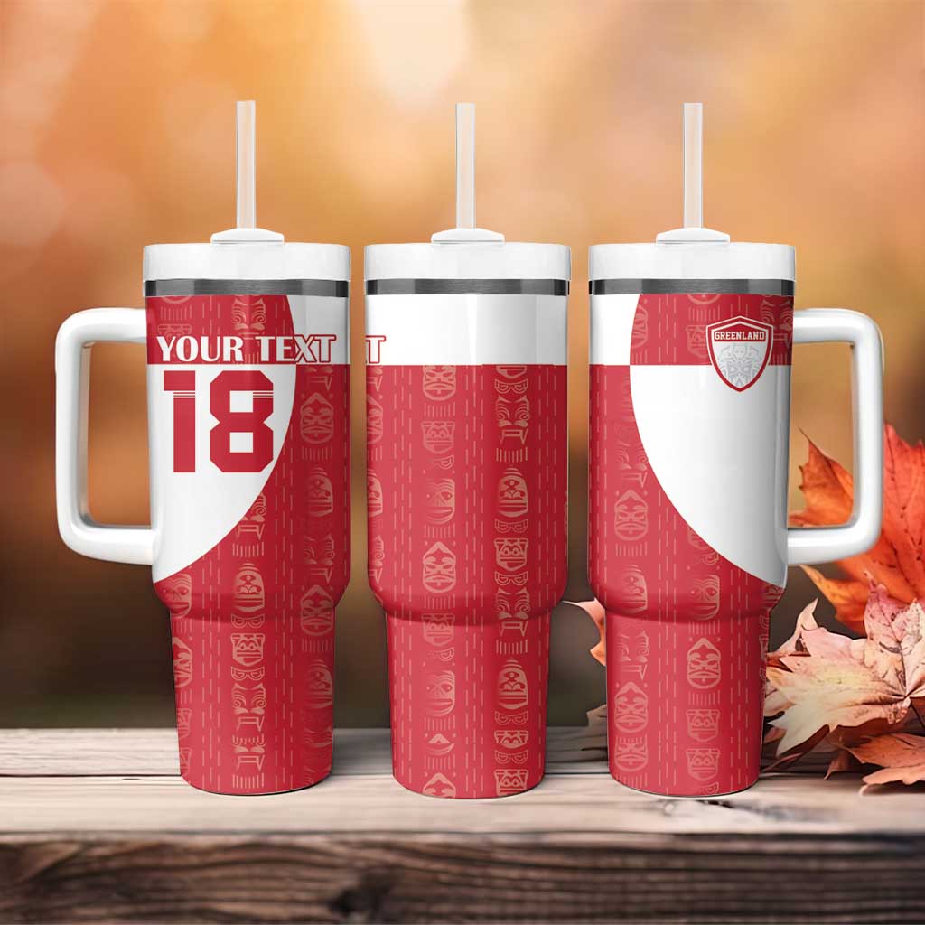 Custom Greenland Football Tumbler With Handle Polar-Bamserne Tupilaq Pattern