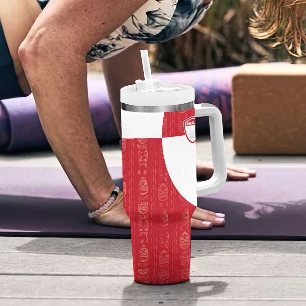 Custom Greenland Football Tumbler With Handle Polar-Bamserne Tupilaq Pattern