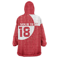 Custom Greenland Football Wearable Blanket Hoodie Polar-Bamserne Tupilaq Pattern