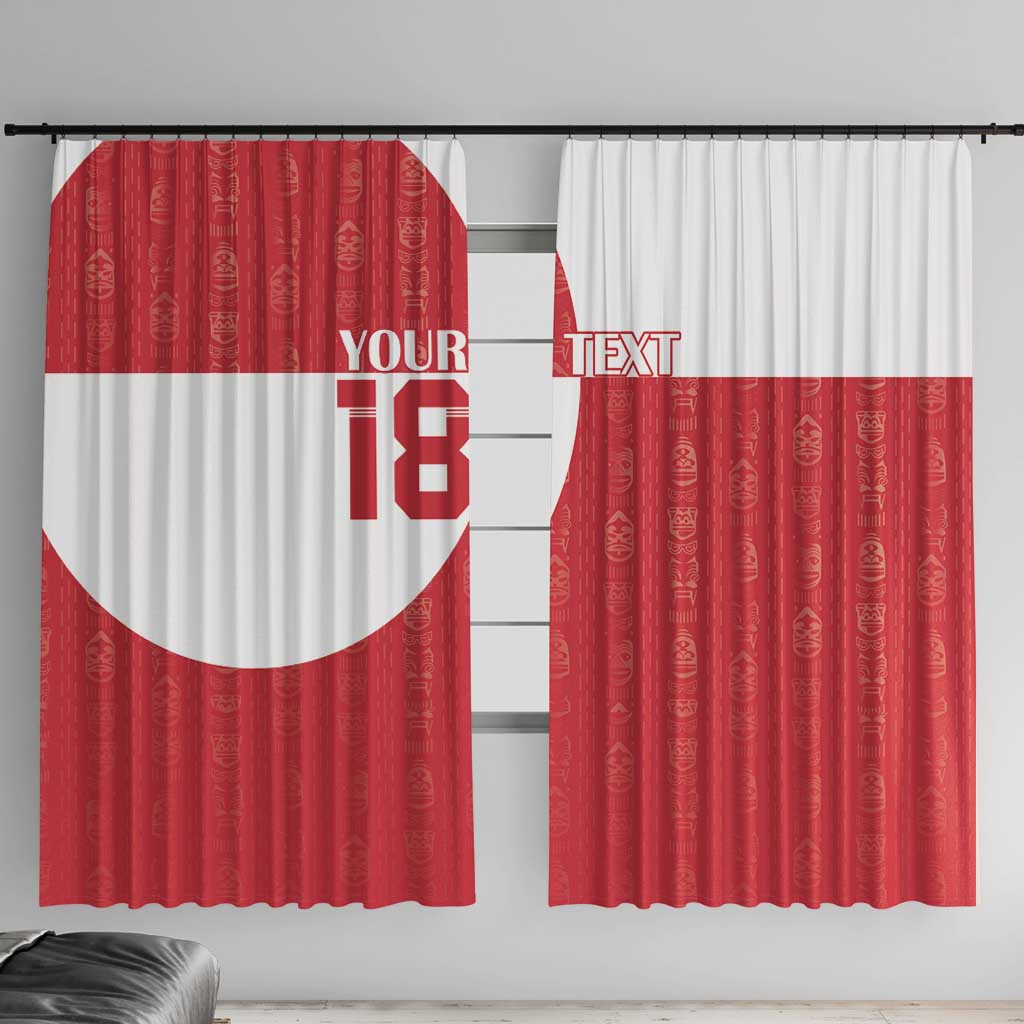 Custom Greenland Football Window Curtain Polar-Bamserne Tupilaq Pattern