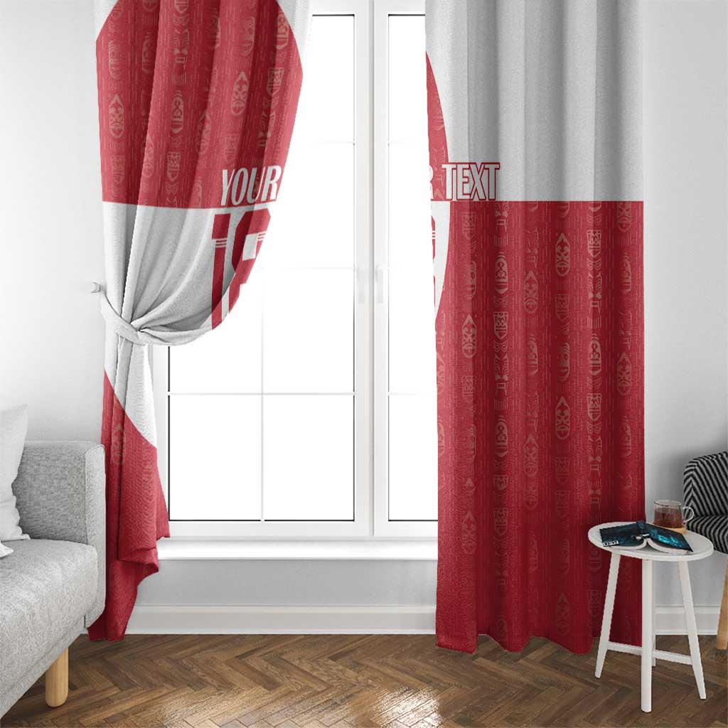 Custom Greenland Football Window Curtain Polar-Bamserne Tupilaq Pattern