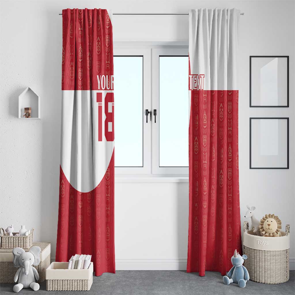 Custom Greenland Football Window Curtain Polar-Bamserne Tupilaq Pattern