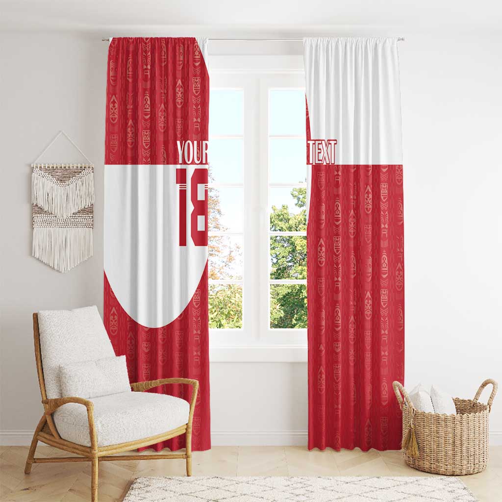 Custom Greenland Football Window Curtain Polar-Bamserne Tupilaq Pattern