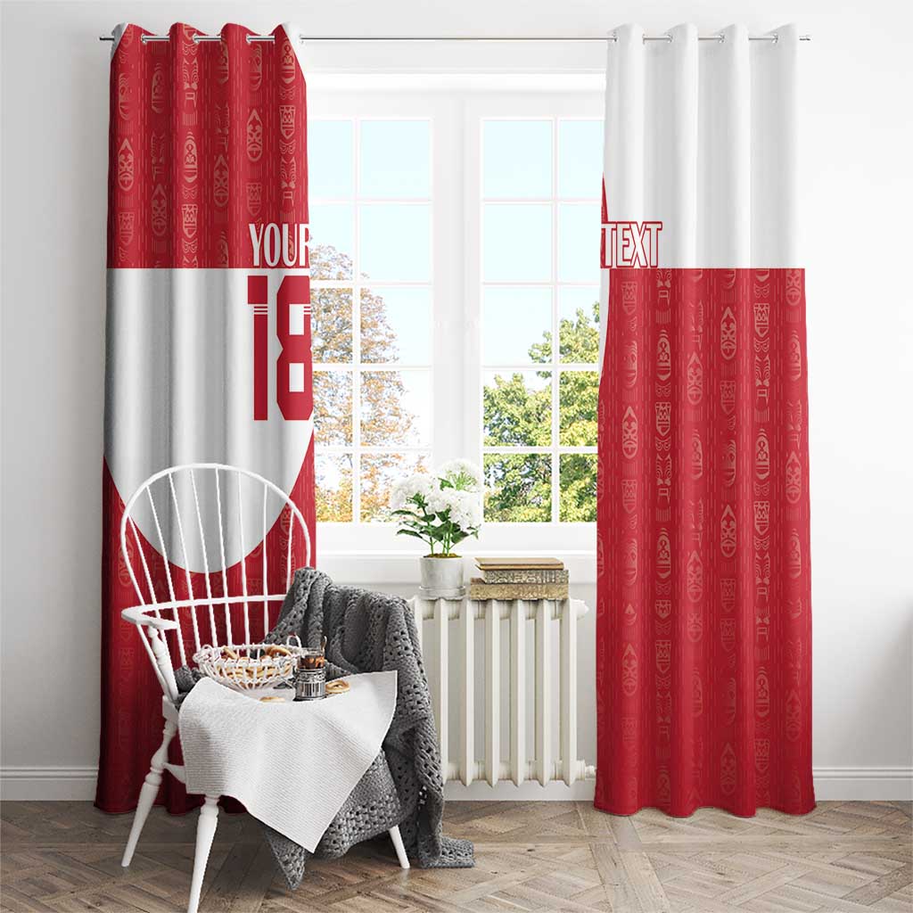 Custom Greenland Football Window Curtain Polar-Bamserne Tupilaq Pattern