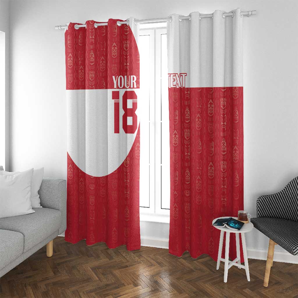 Custom Greenland Football Window Curtain Polar-Bamserne Tupilaq Pattern