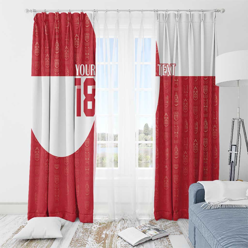 Custom Greenland Football Window Curtain Polar-Bamserne Tupilaq Pattern