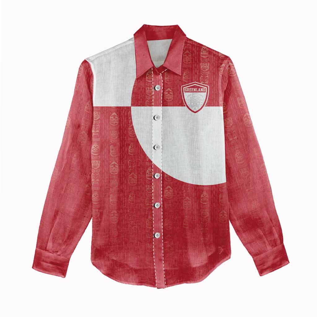 Custom Greenland Football Women Casual Shirt Polar-Bamserne Tupilaq Pattern
