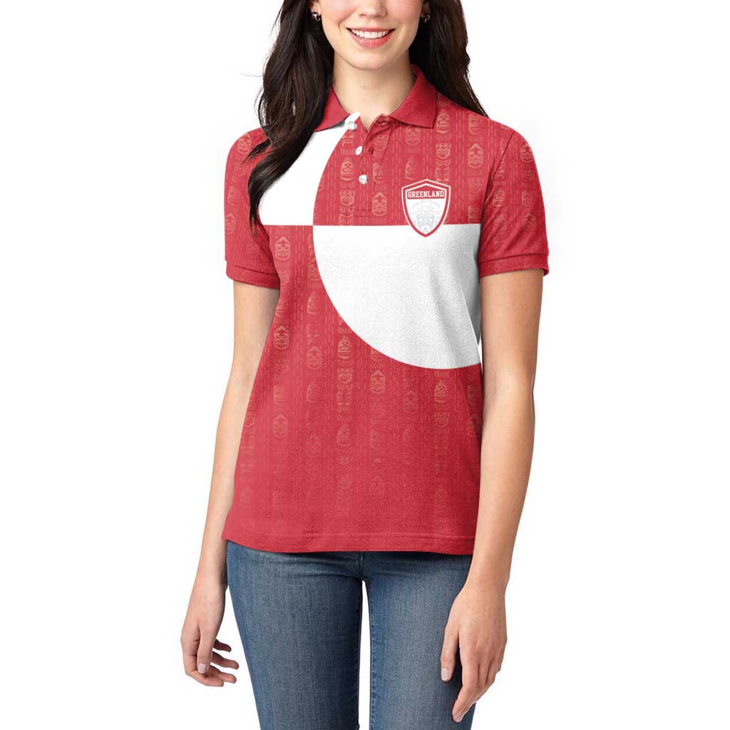 Custom Greenland Football Women Polo Shirt Polar-Bamserne Tupilaq Pattern