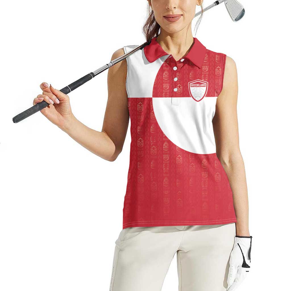 Custom Greenland Football Women Sleeveless Polo Shirt Polar-Bamserne Tupilaq Pattern