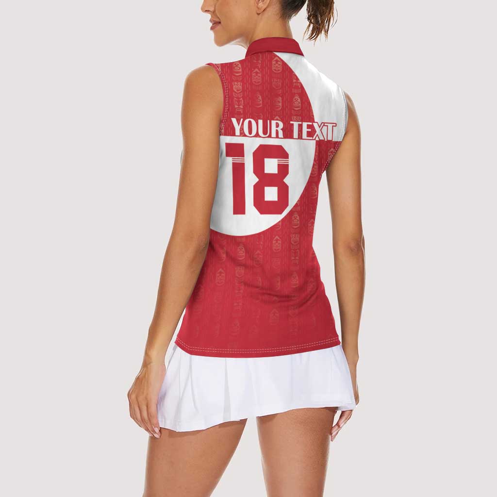 Custom Greenland Football Women Sleeveless Polo Shirt Polar-Bamserne Tupilaq Pattern