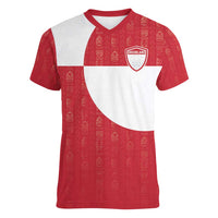 Custom Greenland Football Women V-Neck T-Shirt Polar-Bamserne Tupilaq Pattern