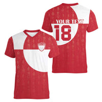 Custom Greenland Football Women V-Neck T-Shirt Polar-Bamserne Tupilaq Pattern