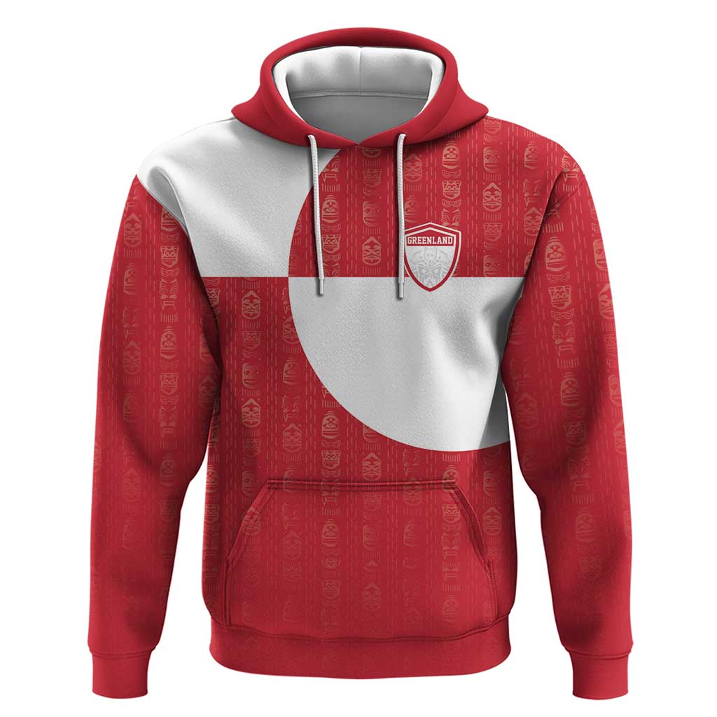 Custom Greenland Football Zip Hoodie Polar-Bamserne Tupilaq Pattern