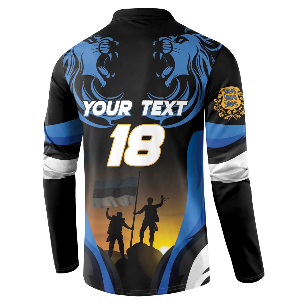 Custom Estonia National Flag Day Button Sweatshirt Mu isamaa, mu onn ja room