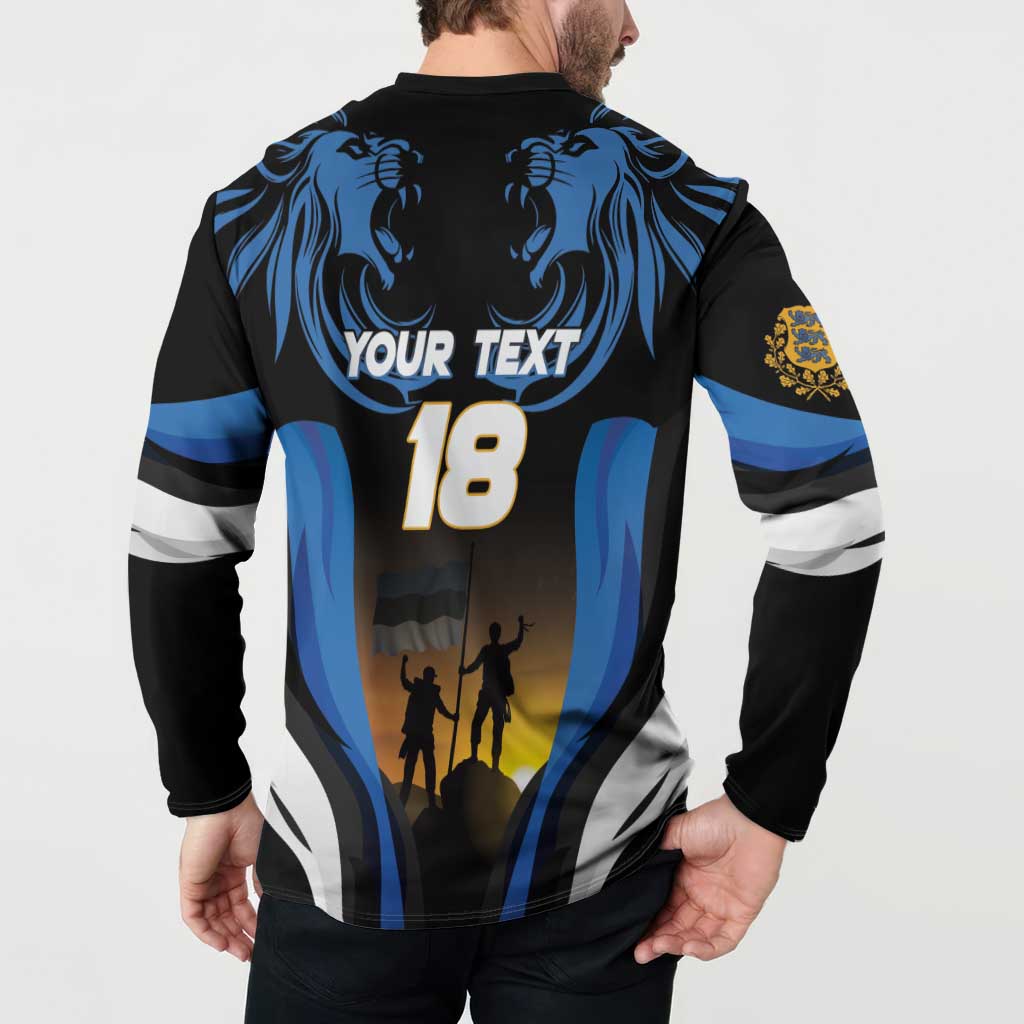 Custom Estonia National Flag Day Button Sweatshirt Mu isamaa, mu onn ja room