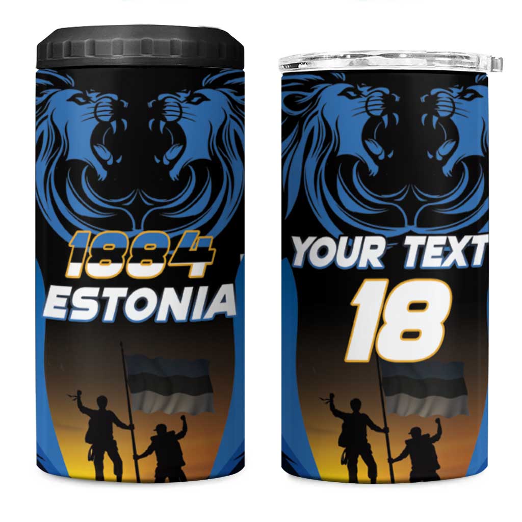 Custom Estonia National Flag Day 4 in 1 Can Cooler Tumbler Mu isamaa, mu onn ja room